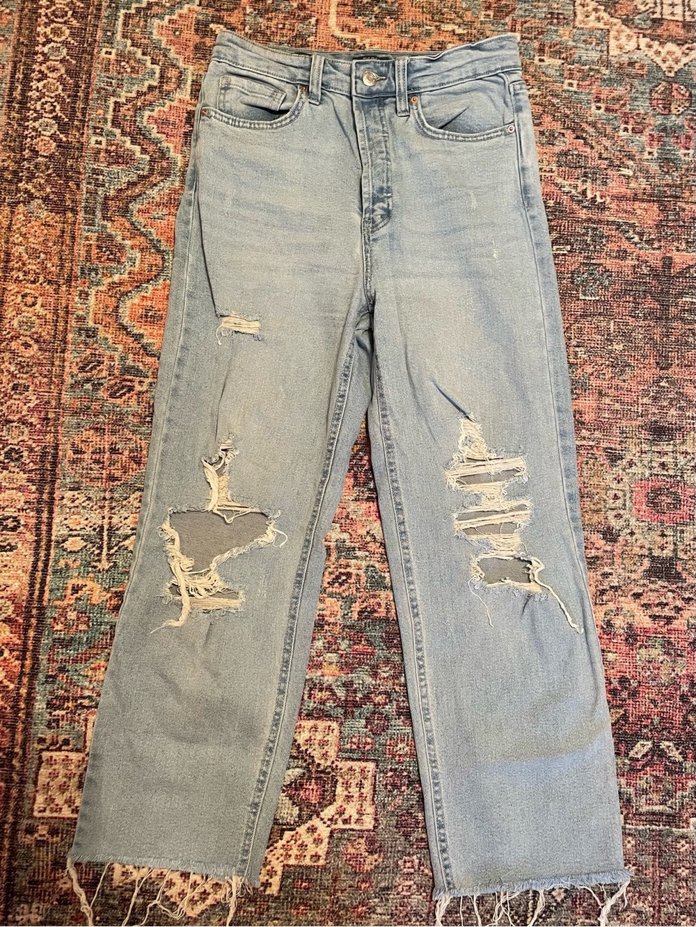 wild fable Light Blue High-Rise Distressed Jeans